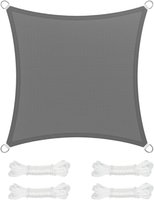 Hoppa! | Zonnescherm | 5x5 m | Grijs | PES polyester - 93% UV-blok - Waterafstotend